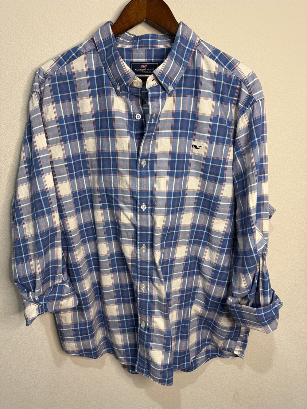 Vineyard Vines Blue Plaid Long Sleeve Button Down Shirt Size XXL